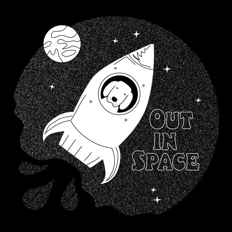 Weltall Rakete Hund Leika Grafik Space