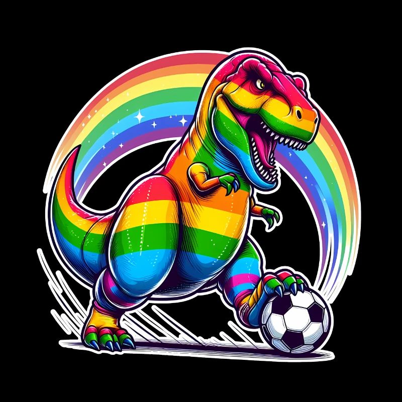 Regenbogen-Fußball-T-Rex