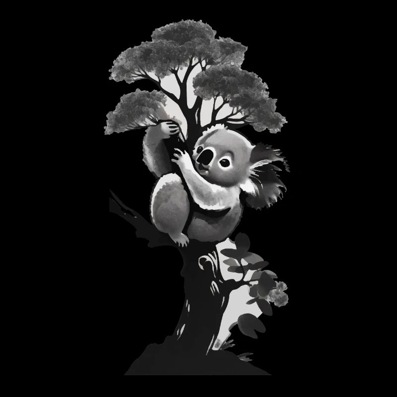Silhouette eines Koalas, der sich an einen Baum