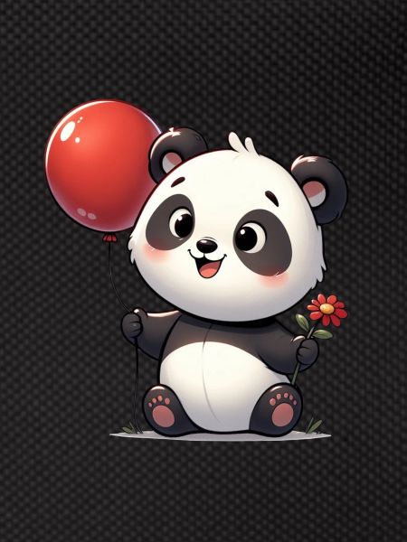 Cute panda with balloon