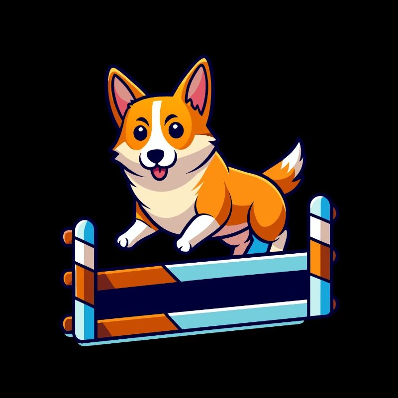 Art du parcours d’agilité Corgi déterminé
