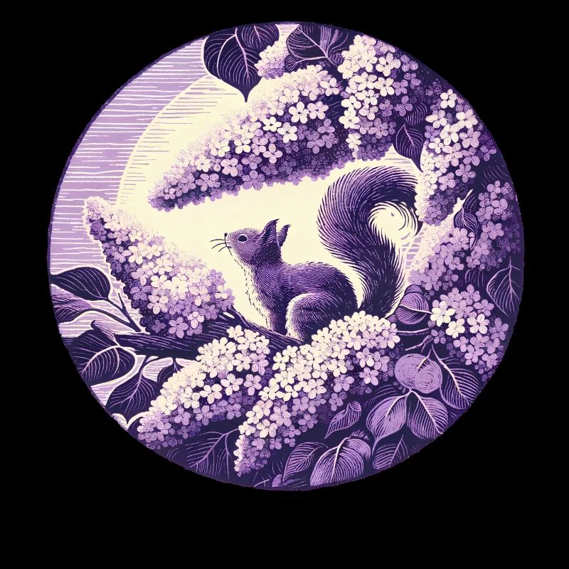 Flieder-Eichhörnchen-Kunst
