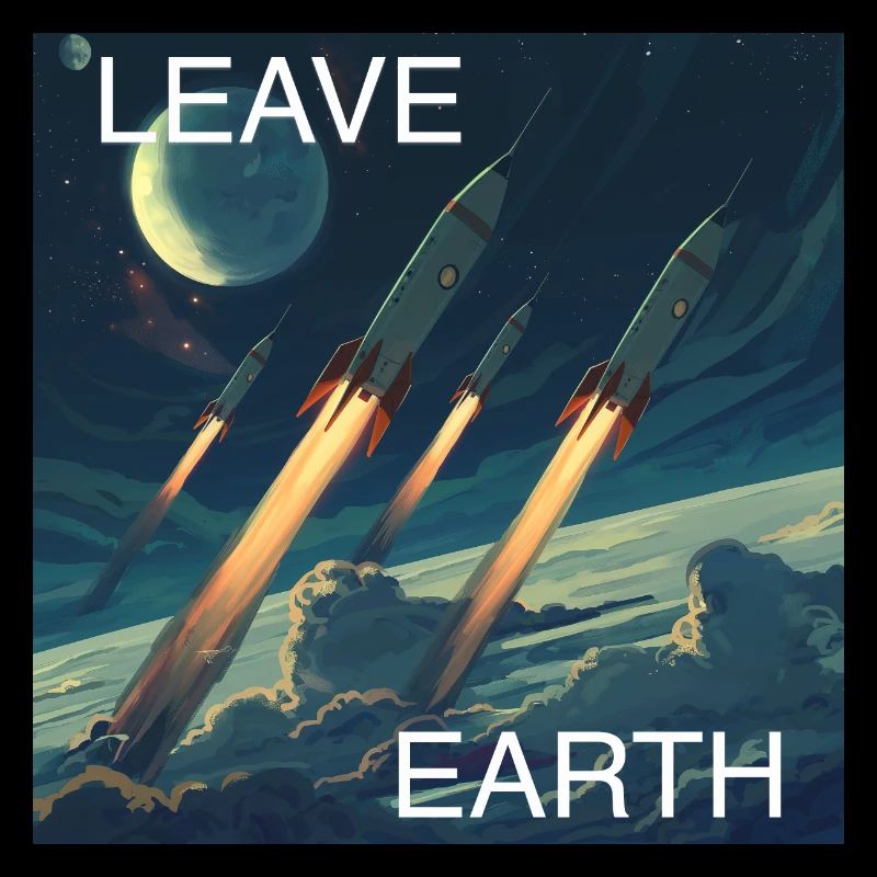 Affiche de Style rétro voyage dans l’espace « Quitter la Terre »