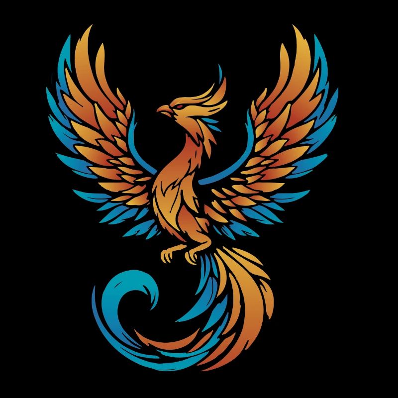 Colorful phoenix with wings gracefully flying - 1