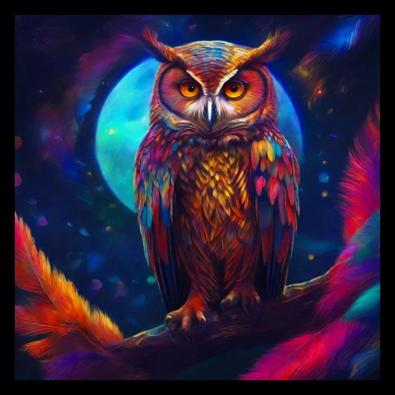 Bunte Eule in der Nacht