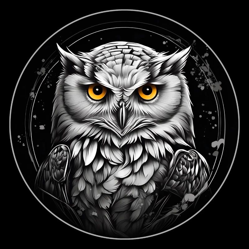 Schneeeulenportrait Schneeeule Eulengrafik