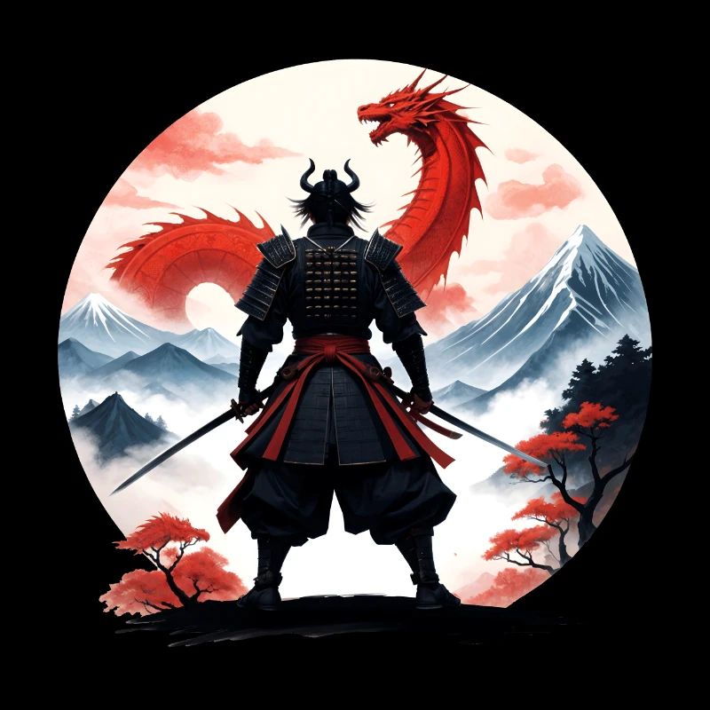 Samurai Japan Dragon Landscape