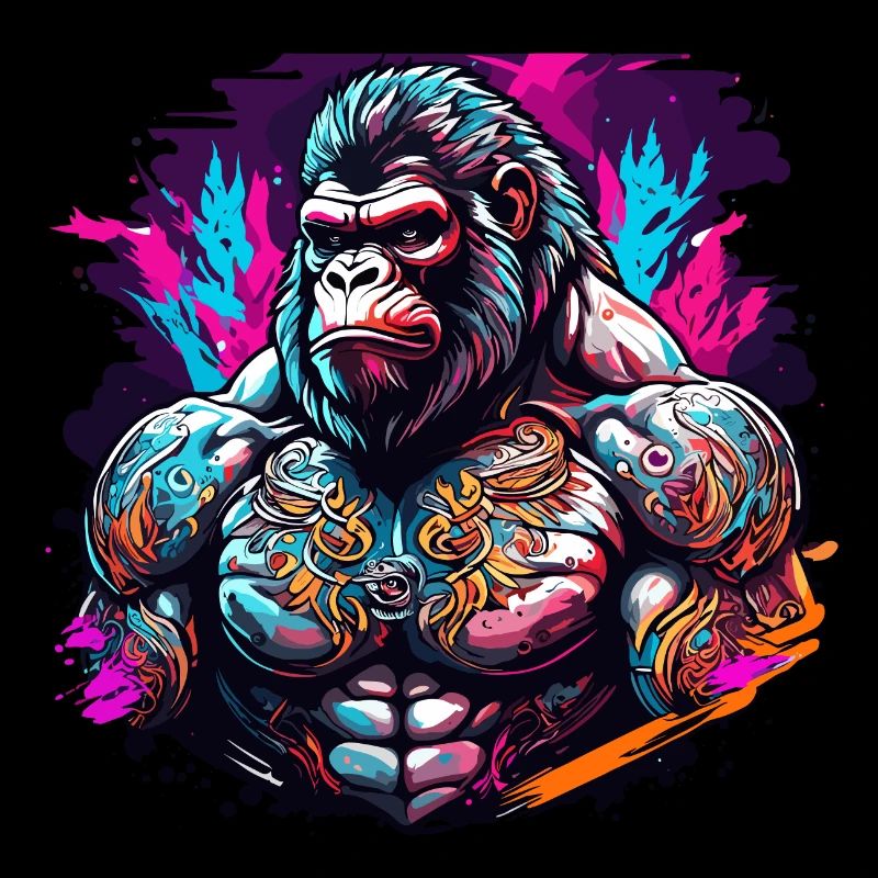 Tattoo / Tier / Kunst / cool / Comic / Gorilla