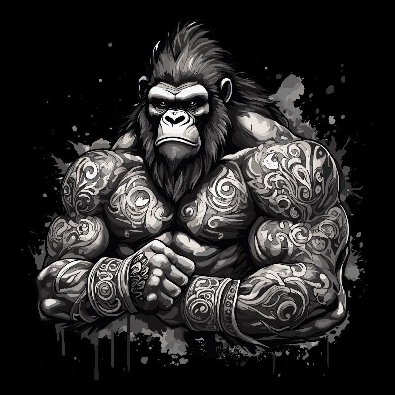 Tattoo / Tier / Kunst / cool / Comic / Gorilla