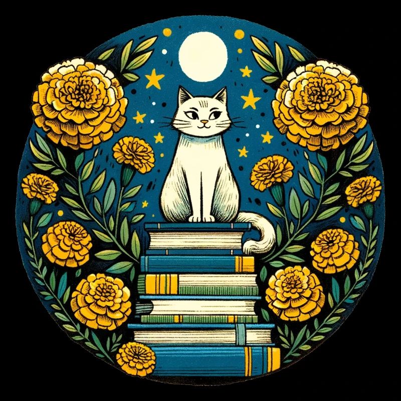Chat blanc livresque