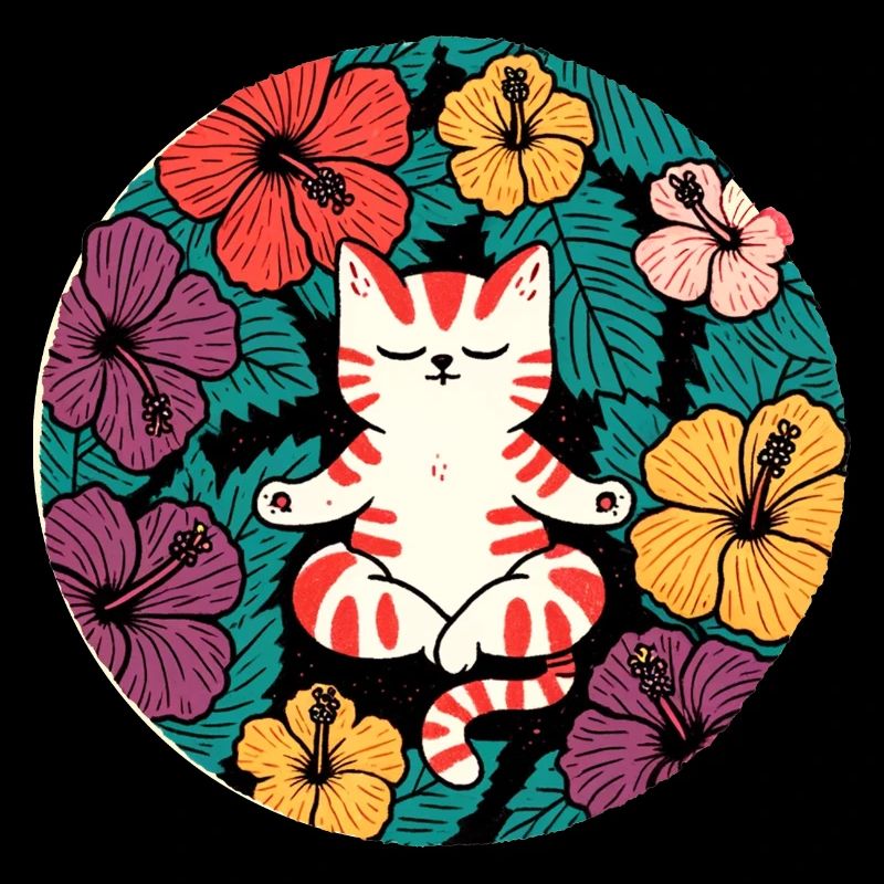 Chat d’hibiscus zen