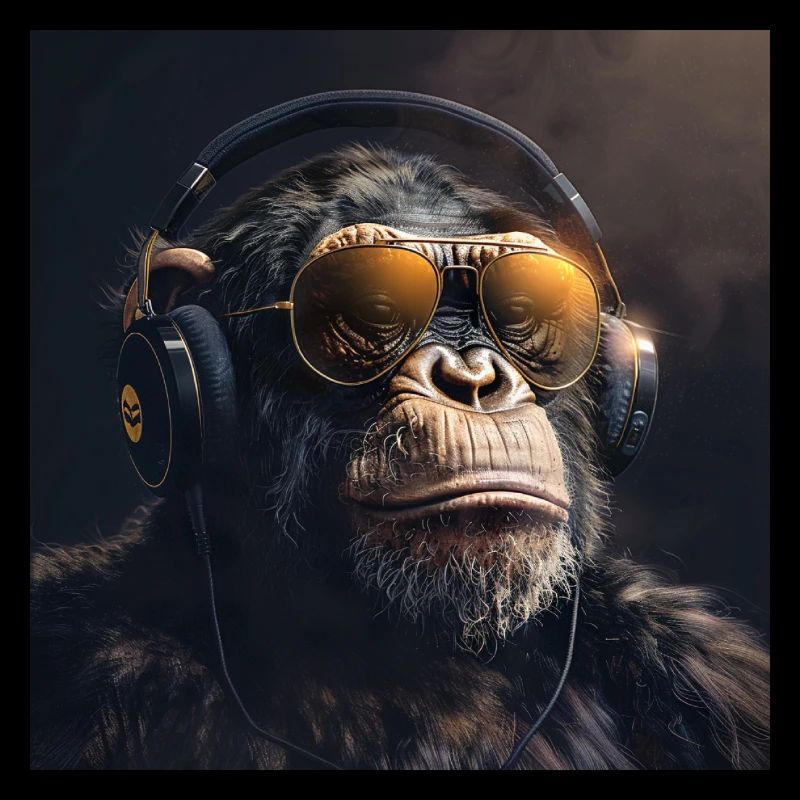 Affe mit Kopfhörer für DJ und Musiker Monkey