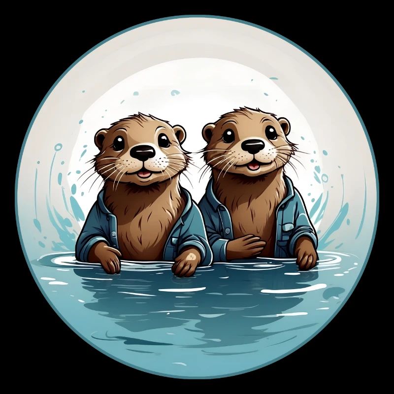 Deux loutres debout dans l’eau