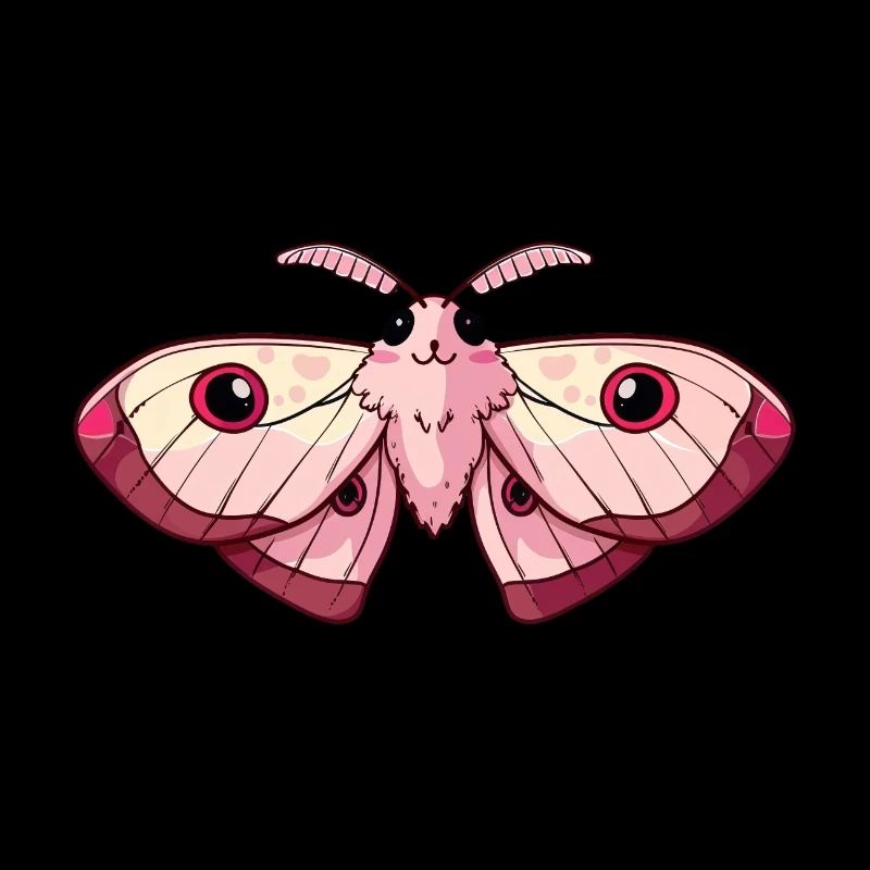 Adorable papillon de nuit kawaii rose