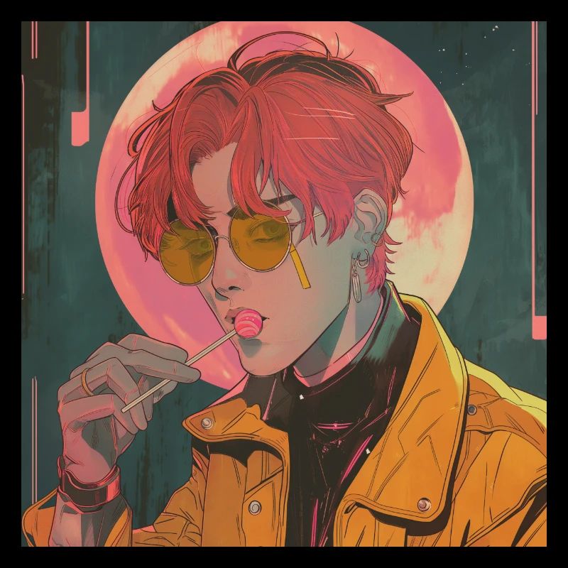 Années 80 Anime Guy Calmant Impression de mode de haute qualité