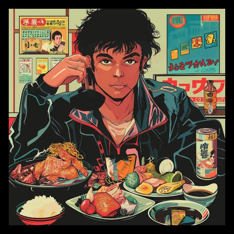 Années 80 Anime Guy Calmant Impression de mode de haute qualité