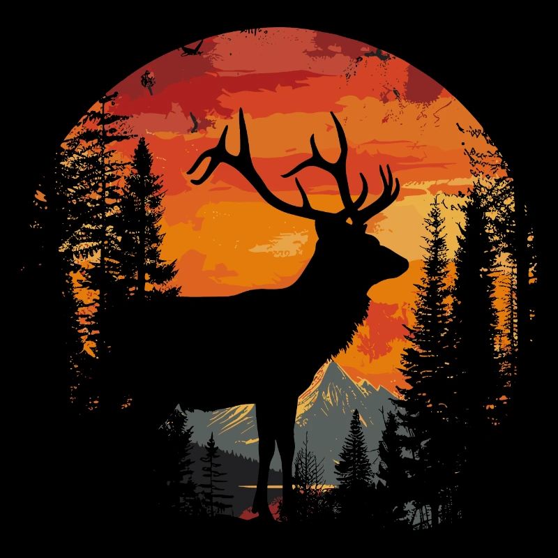 Deer Forest Deer Nature Sunset