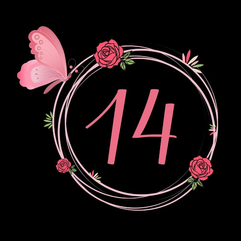14e anniversaire papillon et fleurs fillettes
