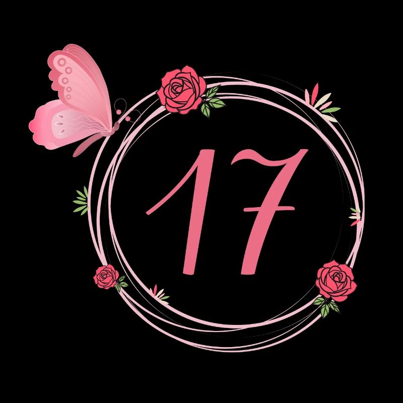 17e anniversaire papillon et fleurs fillettes