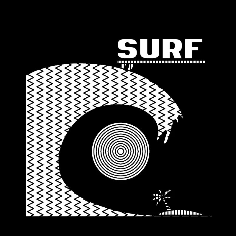 Surf, Sun, Ocean, and Geometric Shapes -White