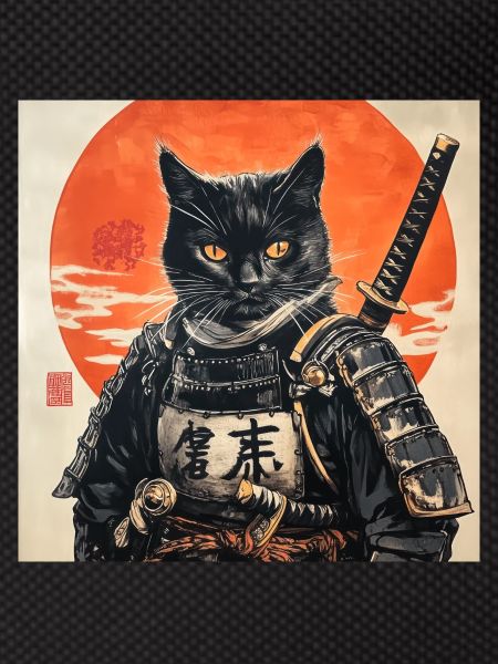 Cat Samurai Japan Ukiyo-E