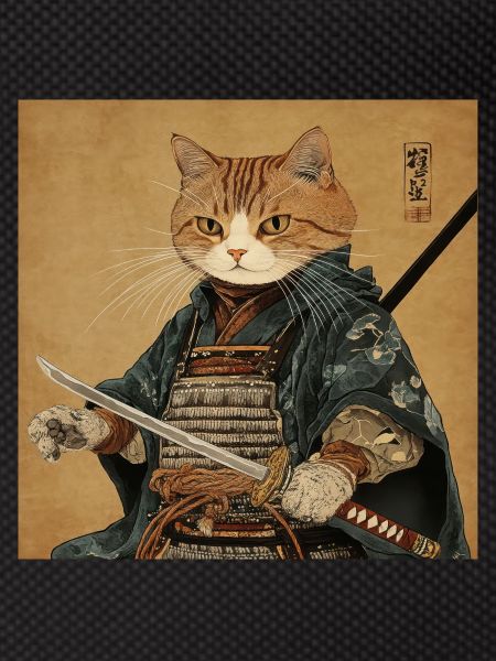 Cat Samurai Japan Ukiyo-E