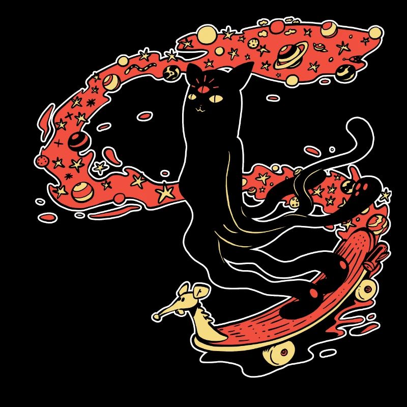 The soft cat skates in space