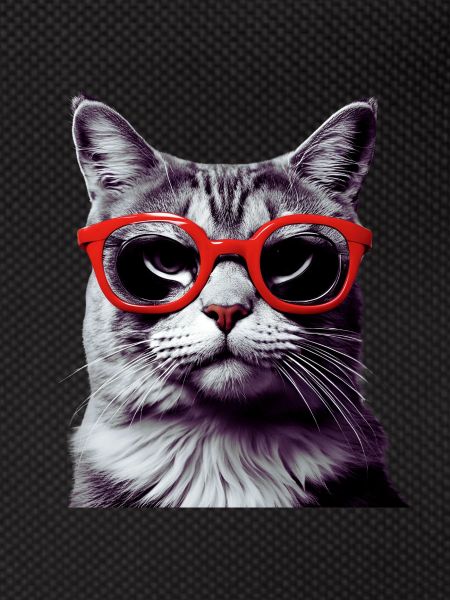 Katze mit roter Brille