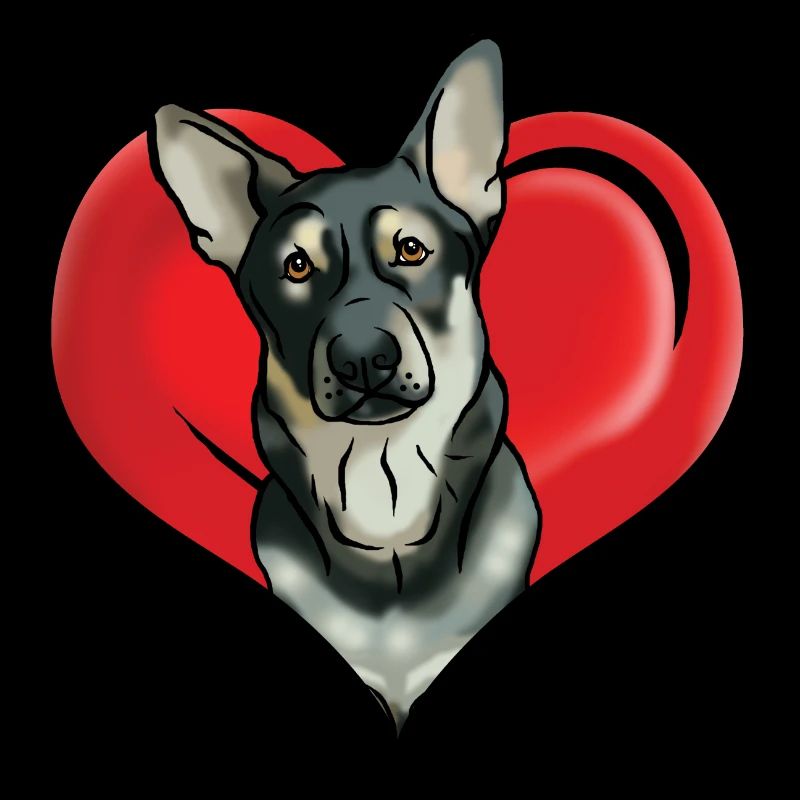 Comic Deutscher Schäferhund im Herz
