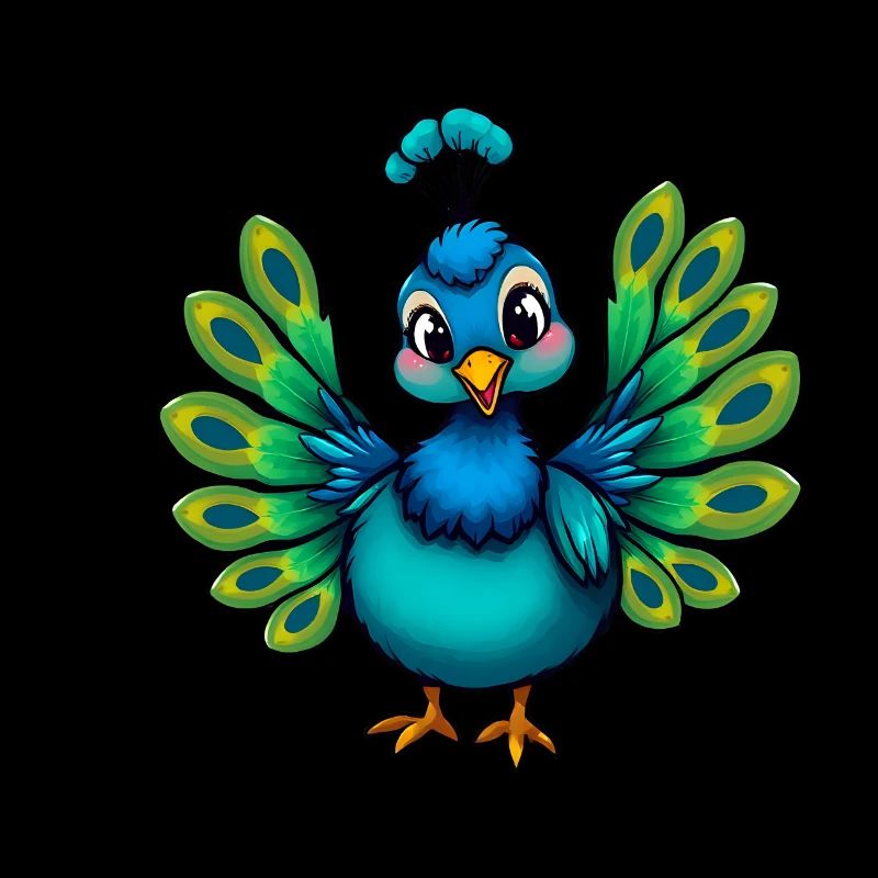 Charming Blue Peacock with Flower Hat
