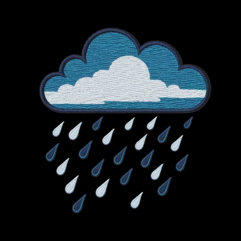 Embroidered rain cloud