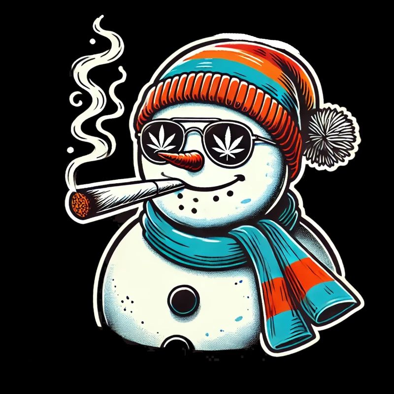Kiffer Schneemann Winter Weihnachten Hanf