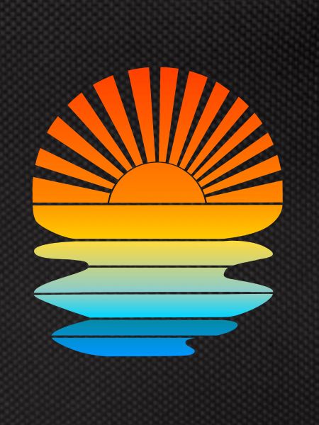 Retro sunset with waves