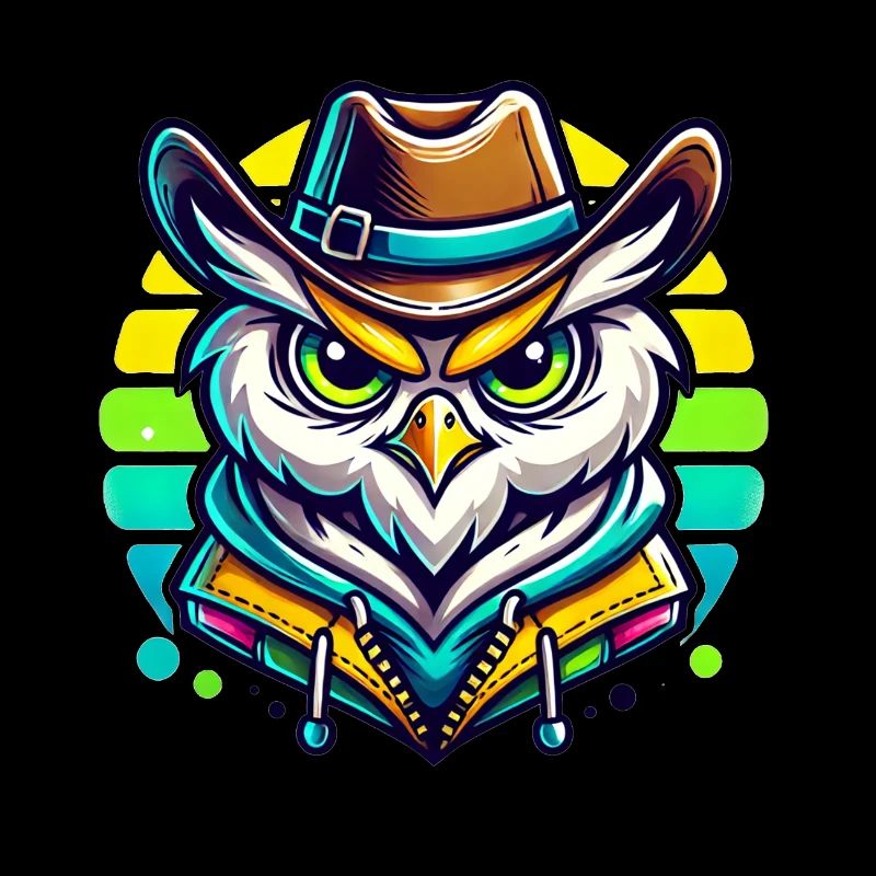 Ernste Cowboy Eule mit Cowboyhut