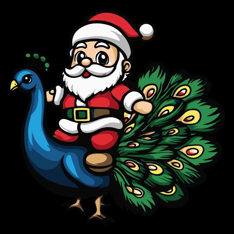 Pfau Vogel Weihnachtsmann Cartoon