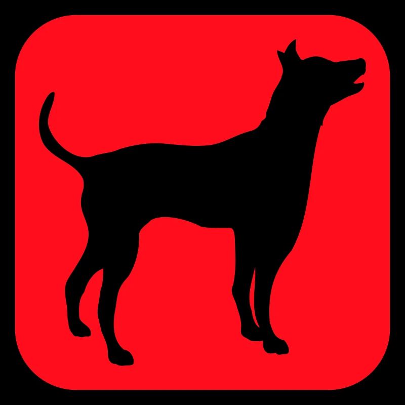 Hund Silhouette Symbol Button Logo Quadrat Cool