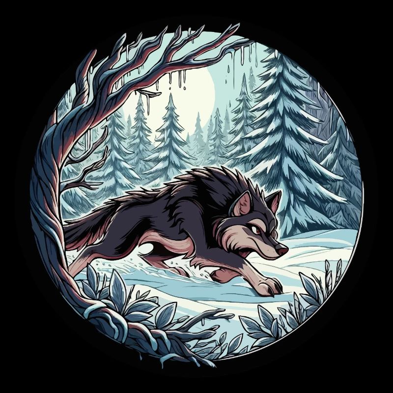 Wolf in snow forest