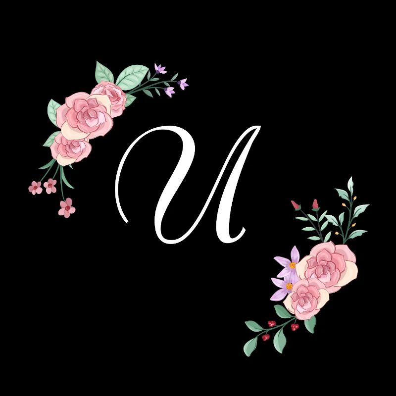 Lettre u florale rose