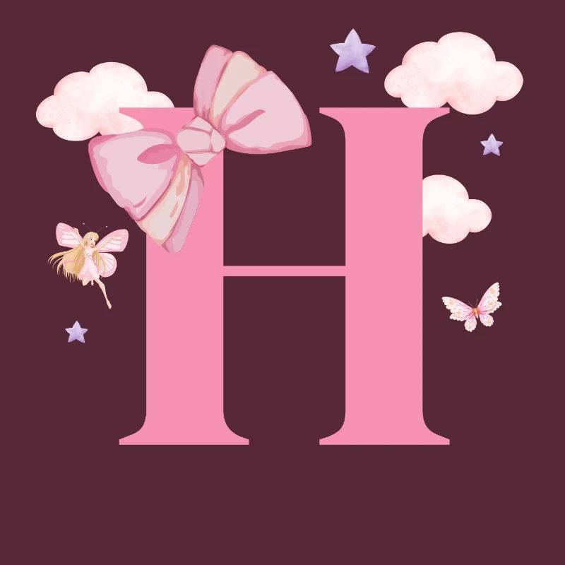 Letter h pink clouds