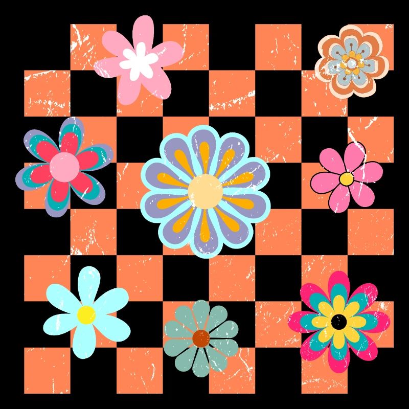 Karierte Retro-Blumen