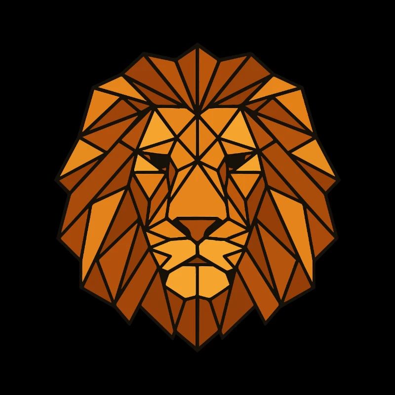 Low Poly Löwenkopf – Geometrisches T-Shirt Design