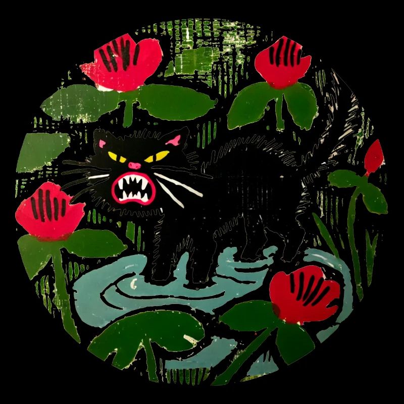 Schwarze Katze & Mohnblumen