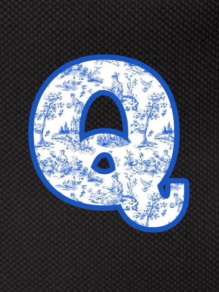 Letter q blue chinoiserie