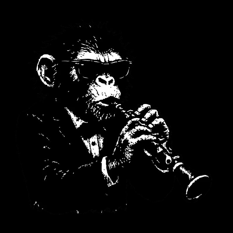 Clarinet monkey in the monkey orchestra