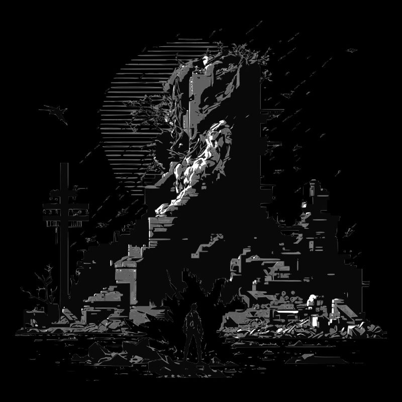 Scénario de science-fiction 8Bit dans un monde détruit