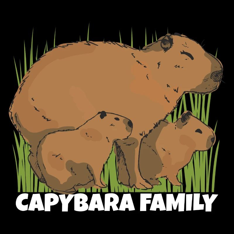 Famille Capybara Mère Enfants