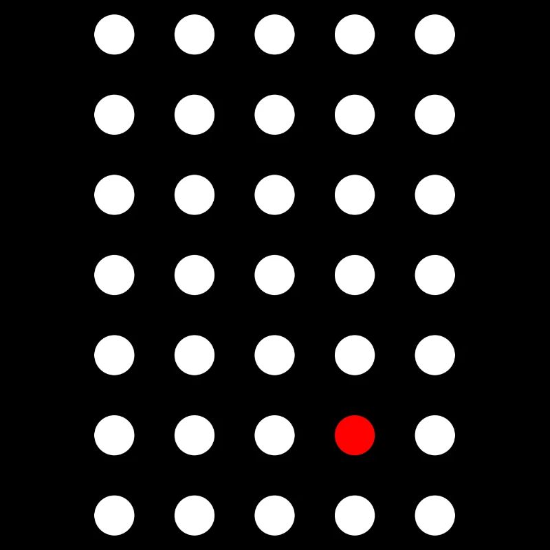 White dot grid with red loner