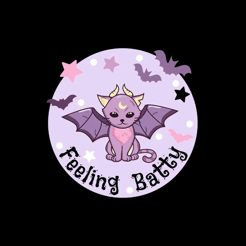 Feeling Batty. Pastel Vampire Cat.