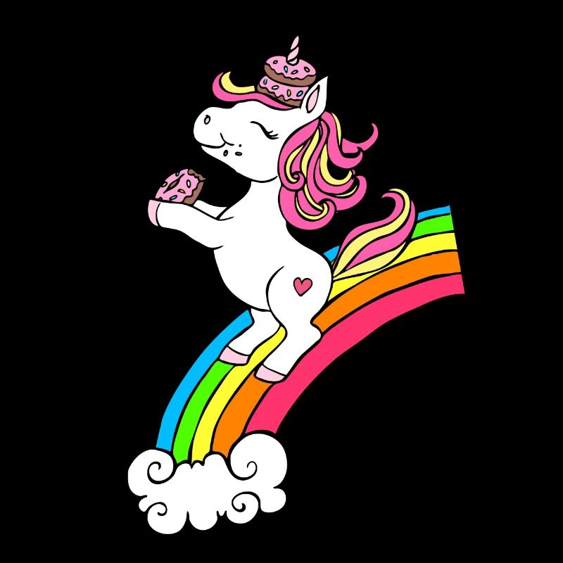 Einhorn mit Donuts und Regenbogen
