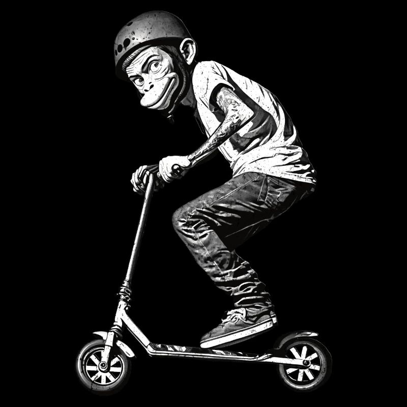 Stunt Scooter Monkey Does Tricks